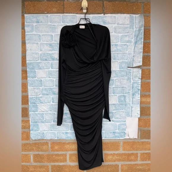MAGDA BUTRYM Jersey Midi Dress With 3d Flower Applique size 34/4